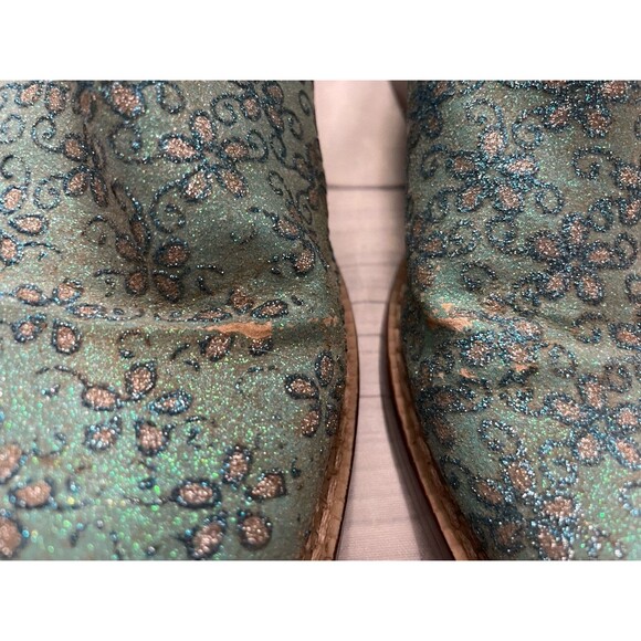 Blue Glitter Roper Cowboy Cowgirl Little Girl Boots, Size Youth 13 - Picture 6 of 6